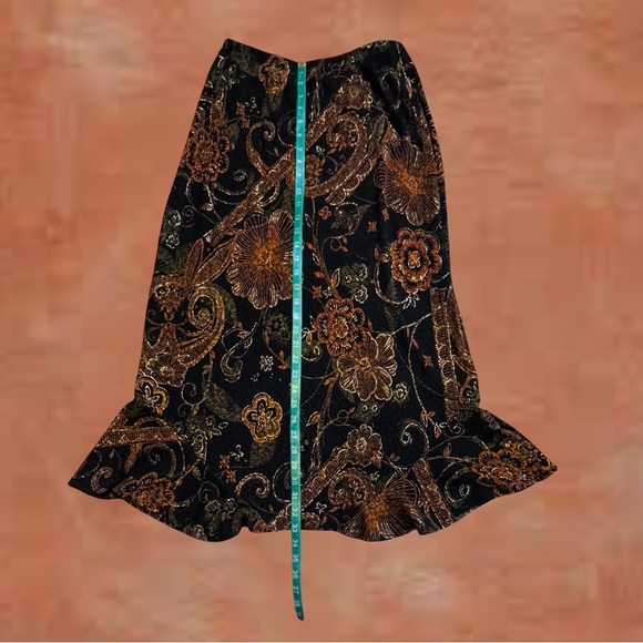 Mirasol Black and Brown Paisley Midi Skirt - Picture 5 of 7